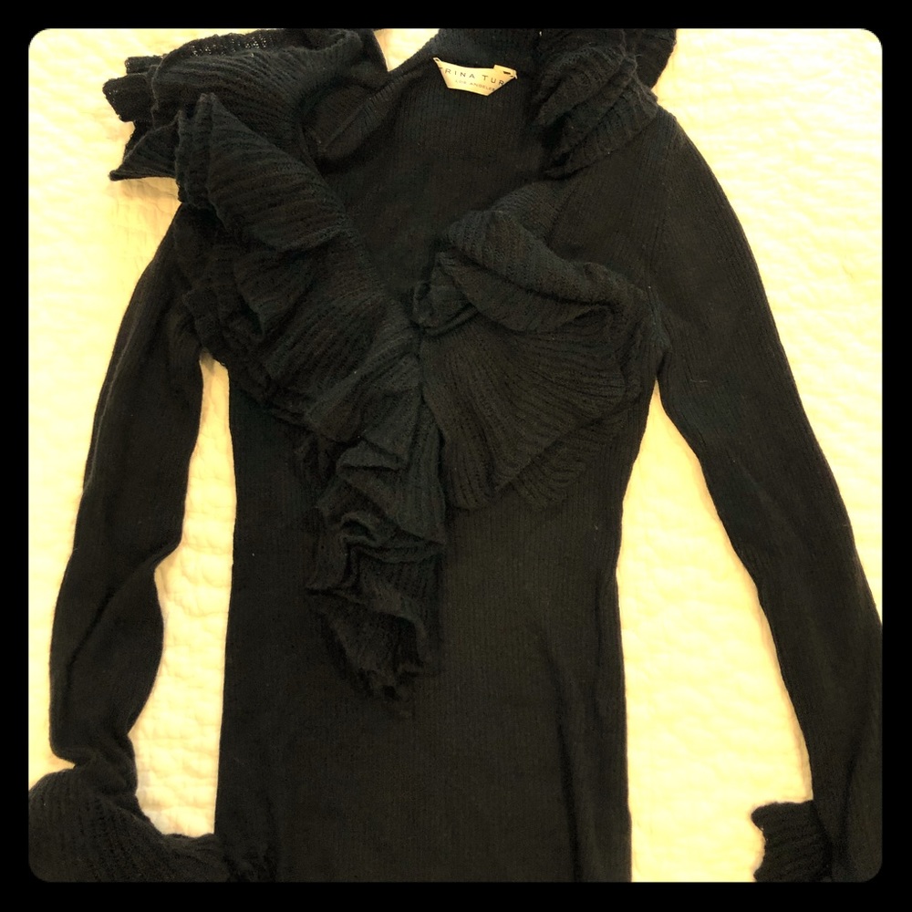 Trina Turk Black ruffled sweater
